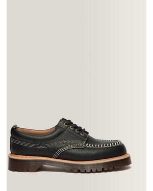 Dr. Martens Lowell Wild Grain Leather Moc Toe Shoes - Black