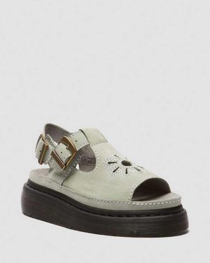Dr. Martens Dunnet Flower Buttersoft Leather Sandals - Green