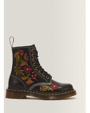 Dr. Martens 1460 Pascal Floral 8 Eye Wanama Leather Lace Up Boots - Brown