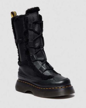 Dr. Martens Buzz Lace Up Faux Fur Lined Milled Nappa Leather Boots - Black