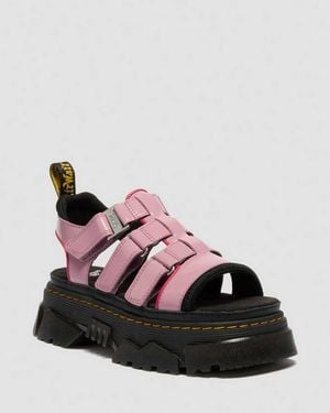 Dr. Martens Mattison Three Strap Soft Patent Leather Sandals - Pink