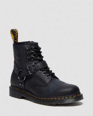 Dr. Martens 1460 Hardware Antique Leather Lace Up Boots - Black