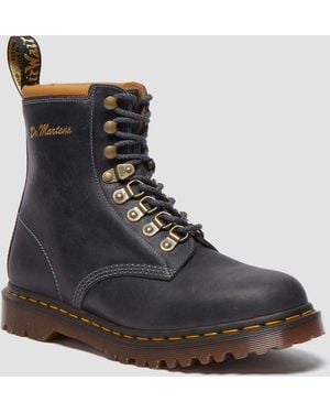 Dr. Martens 1460 Collar Made In England Phoenix Leather Lace Up Boots - Black