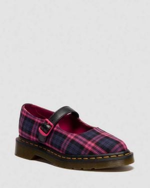 Dr. Martens Elphie Mary Jane Tartan Shoes - Red