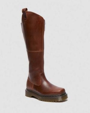 Dr. Martens Amaayah Knee High Leather Riding Boots - Brown