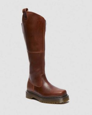 Dr. Martens Amaayah Knee High Leather Riding Boots - Brown