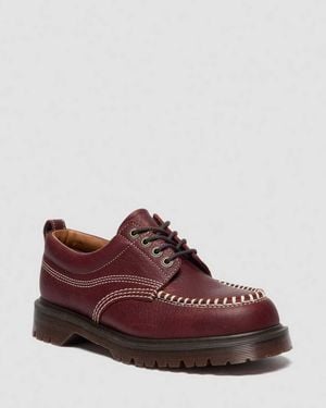 Dr. Martens Lowell Wild Grain Leather Moc Toe Shoes - Red