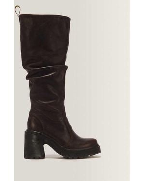 Dr. Martens Kasey Kinsley Leather Knee High Heeled Boots - Black