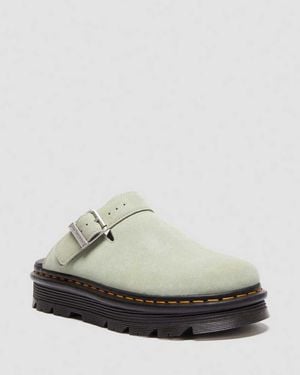Dr. Martens Zebzag Suede Casual Slingback Platform Mules - Green
