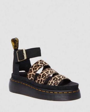 Dr. Martens Clarissa Ii Quad Leopard Leather Platform Sandals - Black