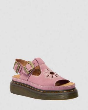 Dr. Martens Dunnet Flower Nubuck Platform Sandals - Pink