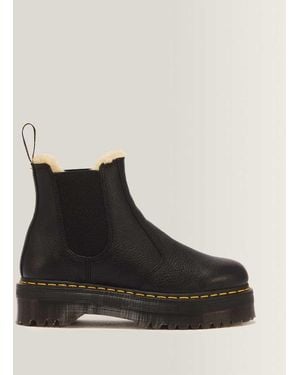 Dr. Martens Soft Leather 2976 Quad Fur Lined Platform Chelsea Boots - Black