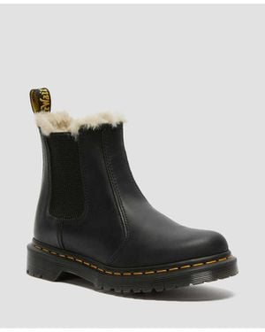 Dr. Martens 2976 Leonore Faux Fur Lined Burnished Chelsea Boots - Black