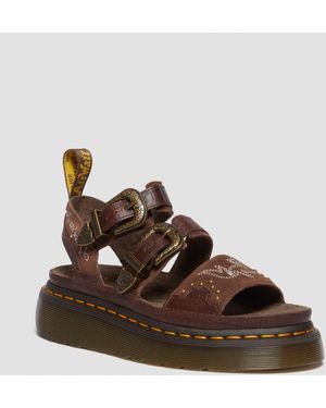 Dr. Martens Scamosciata sandali platform gryphon gothic americana - Marrone