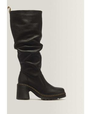 Dr. Martens Kasey Virginia Leather Knee High Heeled Boots - Black