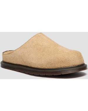 Dr. Martens San Hairy Suede Mules - Natural