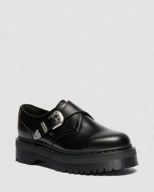 Dr. Martens Retro Monk Quad Tumble Leather Strap Shoes - Black
