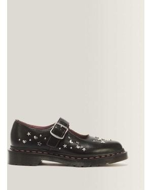 Dr. Martens Mariel Ii Hearts & Stars Milled Gloss Leather Mary Jane Shoes - Black