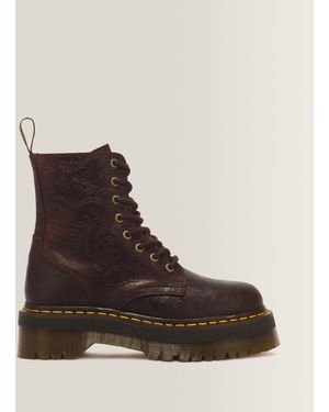 Dr. Martens Cuero floral emboss botas de plataforma jadon de 8 ojales de piel crazy horse con grabado floral zapatos - Marrón