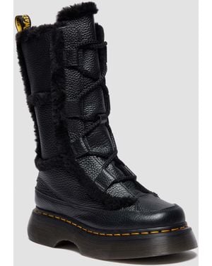 Dr. Martens Buzz Veterlaarzen Van Getrommeld Nappaleer Gevoerd Met Imitatiebont - Zwart