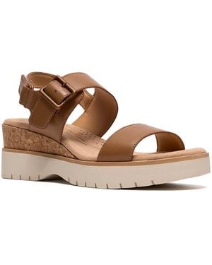 Clarks Diaz Rose Wedge Round Toe Sandals - Brown