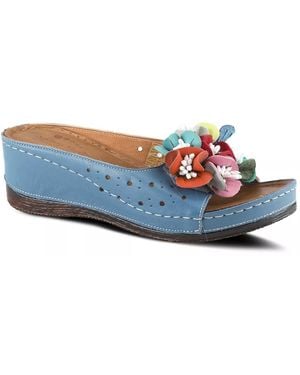 Spring Step Flowerchild Wedge Sandal - Blue