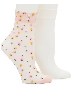 Steve Madden Rose Sheer Crew Socks 2 Pack - Black