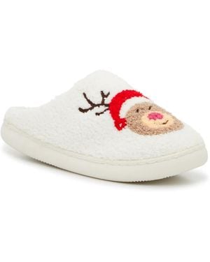 Olivia Miller Holiday Reindeer Slipper - White