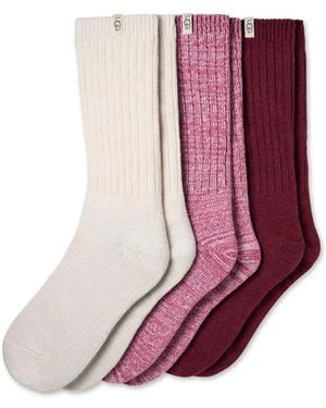 UGG Rib Knit Slouch Crew Socks 3 Pack - Multicolor