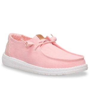 HEYDUDE Wendy Chambray Grid Slipon - Pink