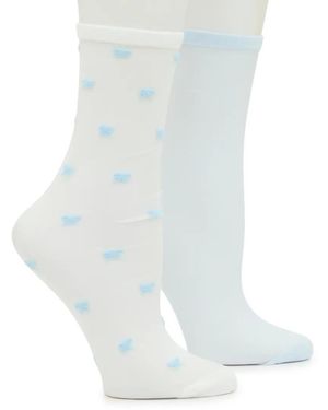 Steve Madden Bow Sheer Crew Socks 2 Pack - Black
