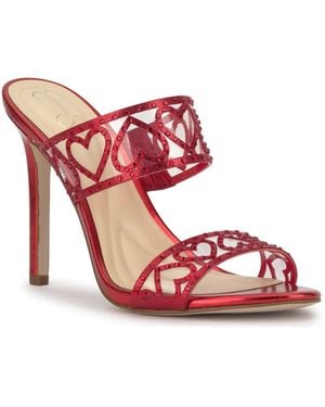 Jessica Simpson Jovara Double Heart Band Stiletto Dress Sandals - Red