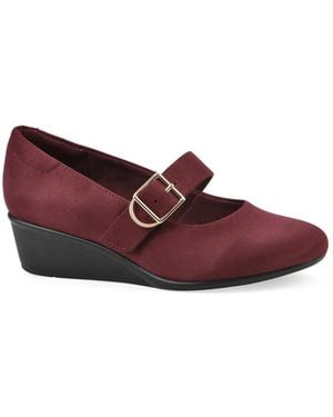 White Mountain Bolford Mary Jane Wedge Pump - Red