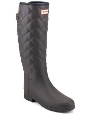 HUNTER Refined Gloss Quilt Tall Rain Boot - Black