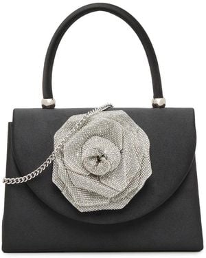 Kelly & Katie 3D Flower Satin Satchel - Black