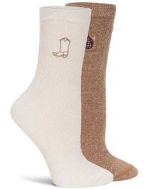 Lemon Velvet Cozy Crew Socks 2 Pack - Black