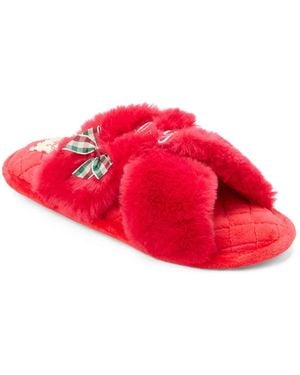 Dearfoams Mama Fur Slide Slipper - Red