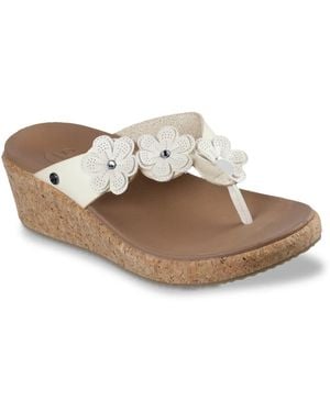 Skechers Cali Arch Fit Beverlee Rare Blossom Wedge Sandal - White
