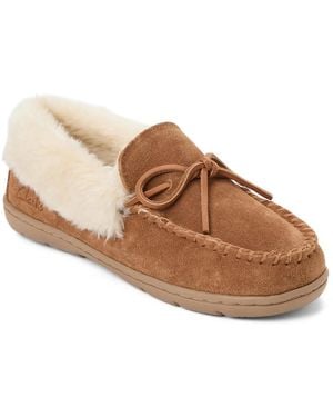 Clarks Suede Moccasin Slipper - Brown