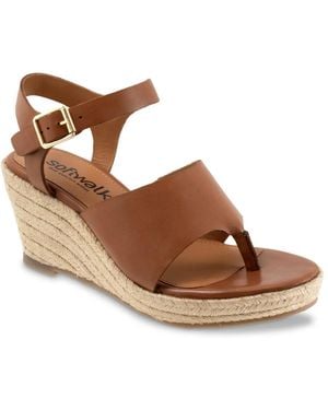 Softwalk Wide Width Hilo Espadrille Wedge Sandal - Brown