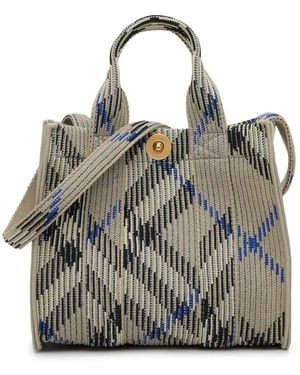 Burberry Mini Knit Check Satchel - Black