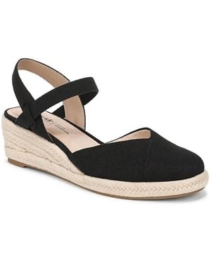 LifeStride Wide Width Pilar Espadrille Wedge Sandal - Black