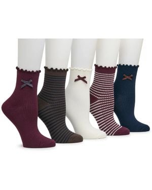 Kelly & Katie Bow Stripe Ankle Socks 5 Pack - Black