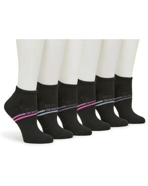 Skechers Terry Quarter Crew Socks 6 Pack - Black