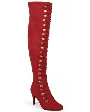 Journee Collection Wide Width Trill Wide Calf Thigh High Boot - Red