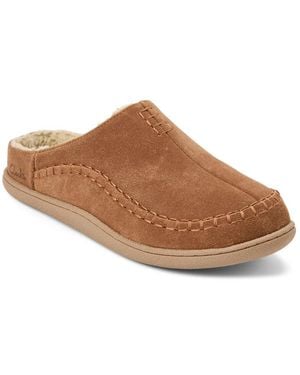 Clarks Suede Stitch Clog Slipper - Brown
