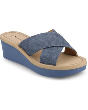 Journee Collection Biara Wedge Sandal - Blue