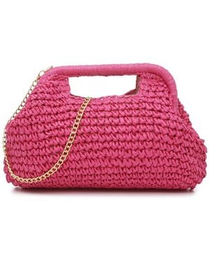 Kelly & Katie Straw Clutch - Pink