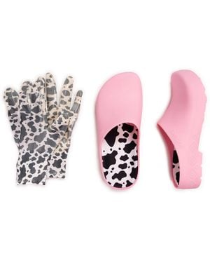 Muk Luks Garden Clog & Glove Set - White