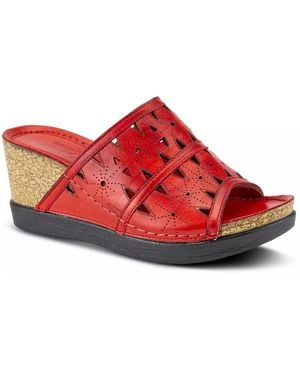 Spring Step Fusa Wedge Sandal - Red